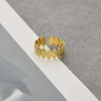 Korean Simple Gold Stitching Lotus Opening Ring Trend Niche Stainless Steel Jewelry main image 5