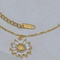 Japanese And Korean New Fresh Sunflower Necklace Women's Niche Design Stainless Steel Diamond Little Daisy Clavicle Chain Fashion main image 4
