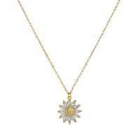 Japanese And Korean New Fresh Sunflower Necklace Women's Niche Design Stainless Steel Diamond Little Daisy Clavicle Chain Fashion main image 6