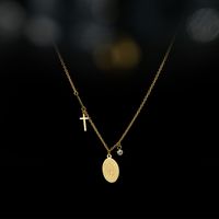 Retro Simple Wind Butterfly Cross Necklace Korean Personality Titanium Steel Pendant Clavicle Chain Jewelry main image 4