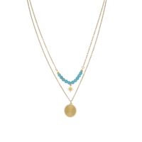Europe And America Cross Border Ins Style 14k Gold Double-layer Light Turquoise Necklace Women's Stainless Ornament Wholesale main image 6