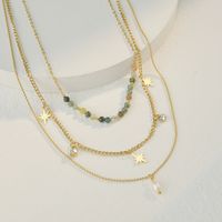 Pearl Multi-layer Star Bead Necklace Personality Stainless Steel Stacking Clavicle Chain Jewelry main image 3