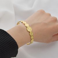 Französischer Einfacher Retro-rund Verbundener Öffnungsmuster Offenes Armband Edelstahl Handschmuck main image 2