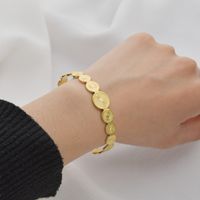French Simple Retro Round Connected Aperture Pattern Open Bracelet Stainless Steel Hand Jewelry main image 1