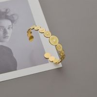 French Simple Retro Round Connected Aperture Pattern Open Bracelet Stainless Steel Hand Jewelry main image 4