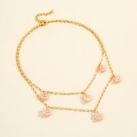 Europe Et En Amérique Croix Frontière Vente Chaude Personnalisé De Mode Petit Frais Double Couche Double Cristal Rose Fleur Pendentif Collier Accessoires main image 3