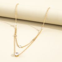 Ornament Europe And America Cross Border Wind Double Layer Simple Graceful Design Zircon Clavicle Chain Necklace 1pcs main image 6