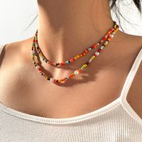 Bohemian Style Short Color Rice Bead And Pearl Mixed Necklace Personality Simple Double-layer Necklace main image 1