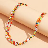 Bohemian Style Short Color Rice Bead And Pearl Mixed Necklace Personality Simple Double-layer Necklace main image 5