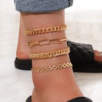 Fashion Metal Geometric Simple Combination Chain Anklet Personality Foot Decoration Four-piece Set main image 1