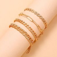 Fashion Metal Geometric Simple Combination Chain Anklet Personality Foot Decoration Four-piece Set main image 3