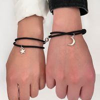 Adorno Extraño Simple Estrella Luna Pareja Novias Cuerda Hecha A Mano Ajustable Imán Pulsera Magnética main image 1