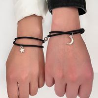 Foreign Ornament Simple Star Moon Couple Girlfriends Handmade Rope Adjustable Magnet Magnetic Bracelet main image 1