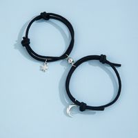 Foreign Ornament Simple Star Moon Couple Girlfriends Handmade Rope Adjustable Magnet Magnetic Bracelet main image 3