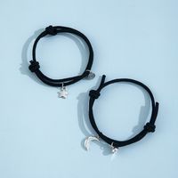 Adorno Extraño Simple Estrella Luna Pareja Novias Cuerda Hecha A Mano Ajustable Imán Pulsera Magnética main image 4