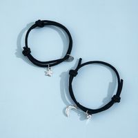 Foreign Ornament Simple Star Moon Couple Girlfriends Handmade Rope Adjustable Magnet Magnetic Bracelet main image 4