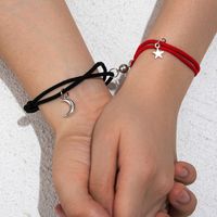 Foreign Ornament Simple Star Moon Couple Girlfriends Handmade Rope Adjustable Magnet Magnetic Bracelet main image 5