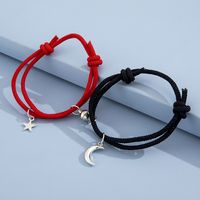 Foreign Ornament Simple Star Moon Couple Girlfriends Handmade Rope Adjustable Magnet Magnetic Bracelet main image 6