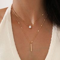Fashion Double Layered Two-piece Drop-shaped Diamond Long Tassel Pendant Necklace main image 1