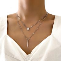 Fashion Double Layered Two-piece Drop-shaped Diamond Long Tassel Pendant Necklace main image 4
