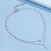 Fashion Double Layered Two-piece Drop-shaped Diamond Long Tassel Pendant Necklace main image 6