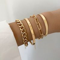 Europe And America Cross Border Ornament Personality Trend Punk Chain English Letters Love Bracelet Four-piece Set main image 1