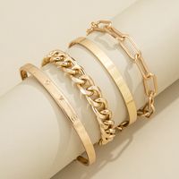 Europe And America Cross Border Ornament Personality Trend Punk Chain English Letters Love Bracelet Four-piece Set main image 5