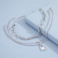 European And American Fashion Heart Lock Handle Trend Chain Retro Anklet Foot Ornament Three-piece Set main image 4