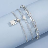 European And American Fashion Heart Lock Handle Trend Chain Retro Anklet Foot Ornament Three-piece Set main image 5
