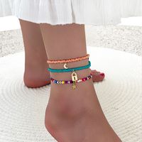 Ornament Fashion Creative Color Europe And America Cross Border Star Moon Bead Personality Anklet Three-piece Set main image 1