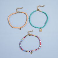 Ornament Fashion Creative Color Europe And America Cross Border Star Moon Bead Personality Anklet Three-piece Set main image 4