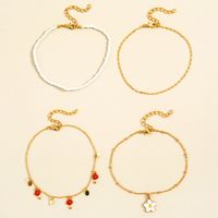 European And American New Simple Mushroom Small Pendant White Flower Pendant Four-piece Anklet main image 3
