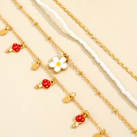 European And American New Simple Mushroom Small Pendant White Flower Pendant Four-piece Anklet main image 5