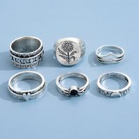 European And American Jewelry Retro Sunflower Love Carved Diamond-studded Joint Ring Six-piece Set main image 3