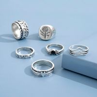 European And American Jewelry Retro Sunflower Love Carved Diamond-studded Joint Ring Six-piece Set main image 4
