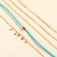 Europe And America Cross Border New Fashion Simple Color Bead Little Red Flower Trend Chain Anklet Foot Ornaments Five-piece Set main image 4