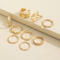 New Fashion Retro Snake-shaped Heart Pendant Geometric Irregular Joint Ring Nine-piece Set main image 5