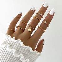 European And American Fashion New Simple Love Pendant Geometric Wave Knuckle Ring Retro Trendy Ring Eight-piece Set main image 2