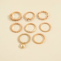 European And American Fashion New Simple Love Pendant Geometric Wave Knuckle Ring Retro Trendy Ring Eight-piece Set main image 4