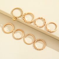 European And American Fashion New Simple Love Pendant Geometric Wave Knuckle Ring Retro Trendy Ring Eight-piece Set main image 5