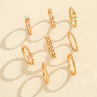 European And American Fashion New Simple Love Pendant Geometric Wave Knuckle Ring Retro Trendy Ring Eight-piece Set main image 6