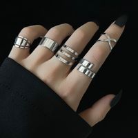 European And American Punk Geometric Hollow Adjustable Joint Ring Simple Combination Five-piece Set main image 1
