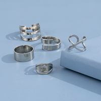 European And American Punk Geometric Hollow Adjustable Joint Ring Simple Combination Five-piece Set main image 5