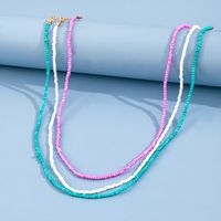 Bohemian Three-color Splicing Multi-layer Rice Bead Simple Fashion Necklace Three-piece Set main image 1