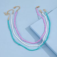 Bohemian Three-color Splicing Multi-layer Rice Bead Simple Fashion Necklace Three-piece Set main image 3