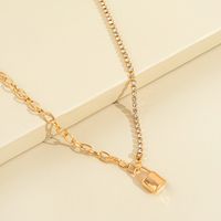 Europe And America Cross Border Popular Female Accessories Fashion Minimalist Creative Stitching Chain Lock Shaped Pendant Necklace Clavicle Chain main image 5
