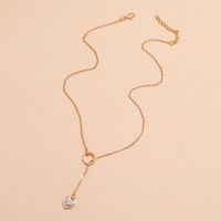 Personality Fashion Simple Design Circle Tassel Full Diamond Heart Pendant Necklace main image 3