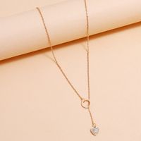 Personality Fashion Simple Design Circle Tassel Full Diamond Heart Pendant Necklace main image 4