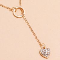 Personality Fashion Simple Design Circle Tassel Full Diamond Heart Pendant Necklace main image 5