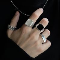 Punk Hip Hop Trend Ring Set Europe And America Cross Border Vintage Geometric Metal Ring Four-piece Ring Set main image 2